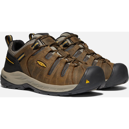 KEEN Utility Men's Flint II Soft Toe Work Shoe - Cascade Brown/Golden Rod - 1023241 7 / Medium / Cascade Brown/Golden Rod - Overlook Boots