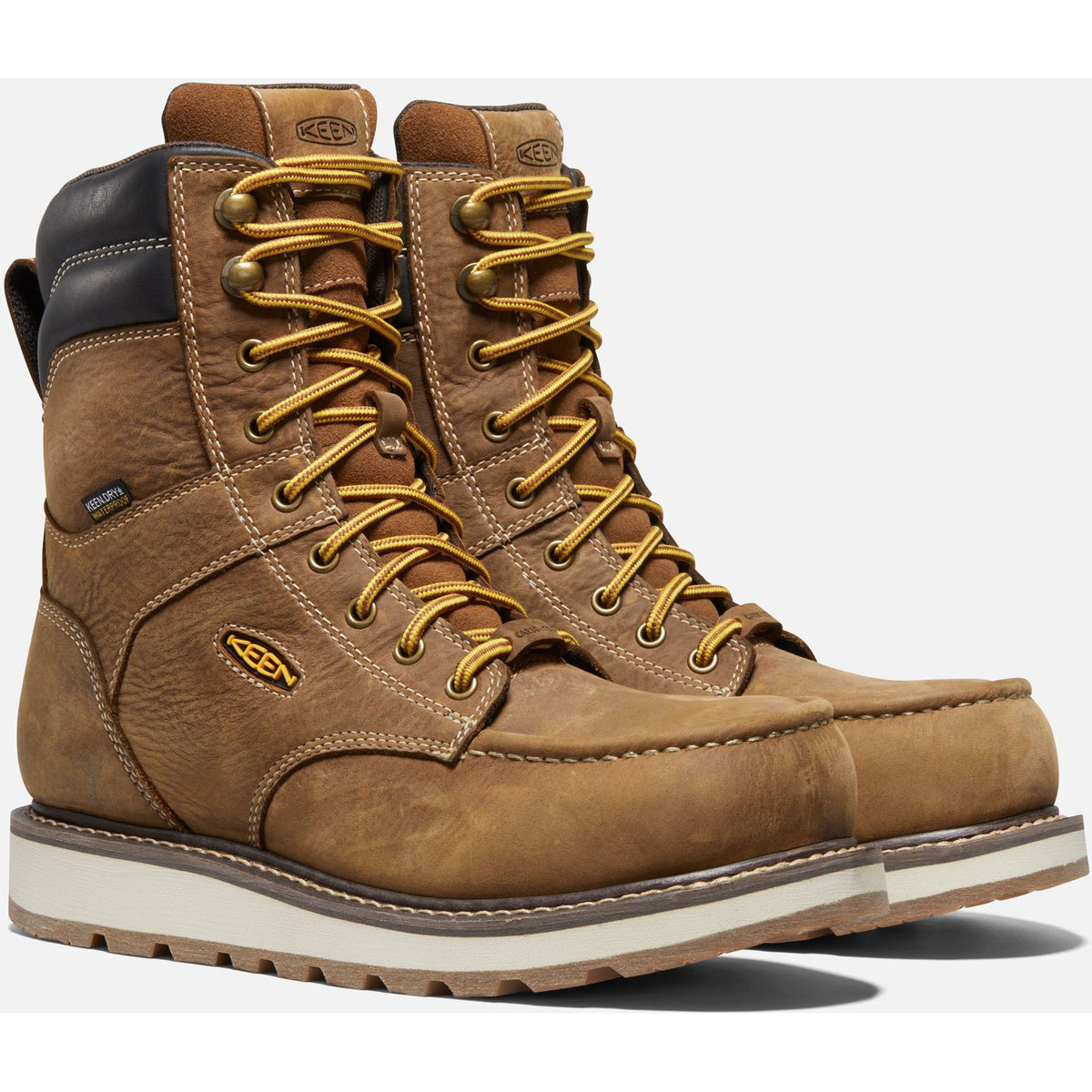 Keen Utility Men's Cincinnati 8" Carbon-Fiber Toe Waterproof Work Boot - Belgian/Sandshell - 1025694 7 / Medium / Brown - Overlook Boots