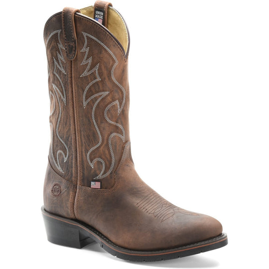 Double H Men's Robert 12" Steel Toe USA Made Arch Guard 7 Western Work Boot- 2282 6.5 / Medium / Brown - Overlook Boots