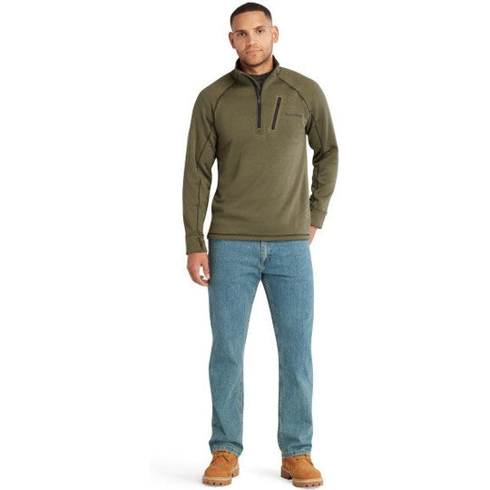 Timberland Pro Reaxion Chamarra de Polar Atlética para Hombre, Zíper de 1/4 - Verde - TB0A55RV369 - Imagen 2