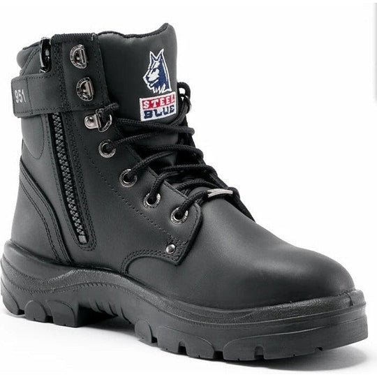 Steel Blue Men's Argyle 6" Water Resistant Steel Toe Side Zipper Work Boot - Black - 312951 7 / Medium / Black - Overlook Boots