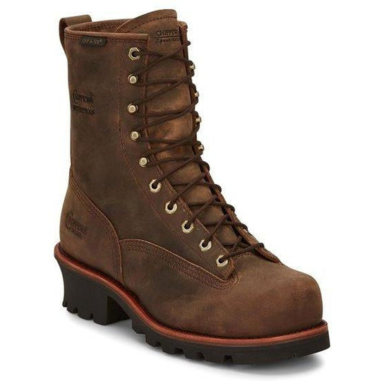 Chippewa Men's Paladin 8" Steel Toe Waterproof 400G Ins Logger Work Boot - 73103 6 / Medium / Brown - Overlook Boots