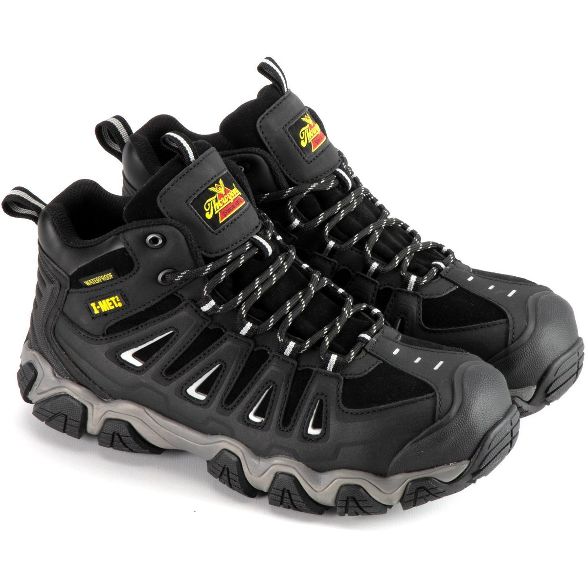 Thorogood Men's Crosstrex Metguard Mid Safety Toe Waterproof Work Boot - 804-6490 8 / Medium / Black - Overlook Boots