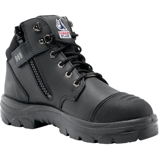 Steel Blue Men's Parkes Side Zipper Water Resistant Steel Toe Hiker Work Boot - Black - 812968 15 / Medium / Black - Overlook Boots
