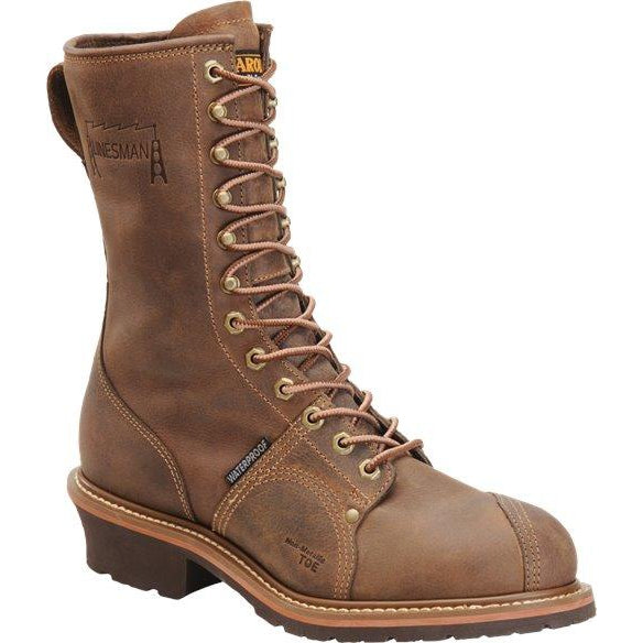 Carolina Men's Linesman 10" Composite Toe Waterproof Work Boot - Brown - CA1904 8 / Medium / Dark Brown - Overlook Boots