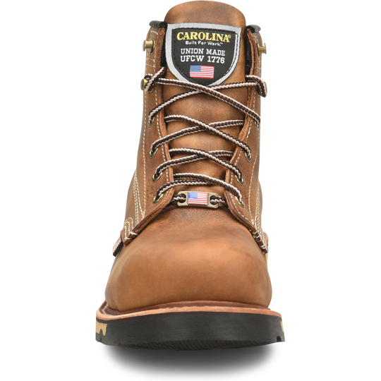 Carolina Men's Ferric USA Made 6" Soft Toe Work Boot - Dark Brown - CA7029 - Overlook Boots