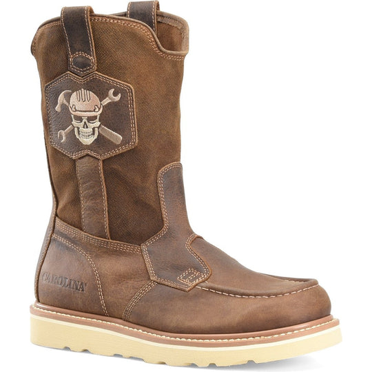 Carolina Men's Flatiron Wellington 10" Moc-Toe Casual Work Boot -Brown- CA7044 8 / Medium / Brown - Overlook Boots