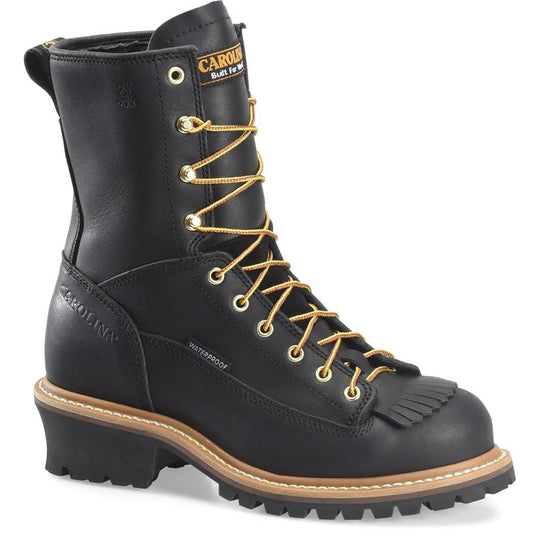 Carolina Men's Spruce 8" Waterproof Lace-to-Toe Logger Work Boot Black CA8825 7 / Medium / Black - Overlook Boots