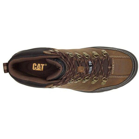 CAT Men's Threshold Steel Toe Waterproof Slip Resistant Work Boot - Real Brown - P90935 - Overlook Boots
