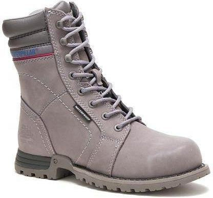 CAT Women's Echo Waterproof Steel Toe EH Slip Resistant Work Boot - Grey - P90565 5 / Medium / Grey - Overlook Boots