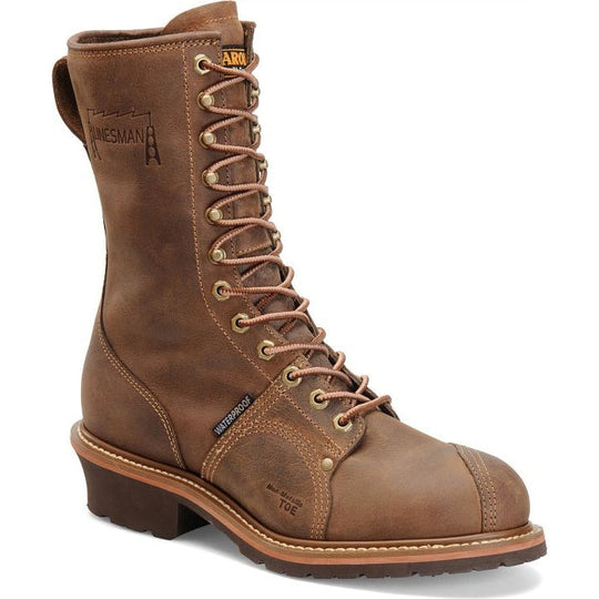 Carolina Men's Linesman 10" Soft Toe Waterproof Slip Resistant Work Boot -Brown- CA904 8 / Medium / Brown - Overlook Boots