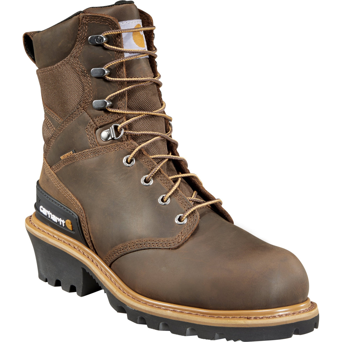 Carhartt Men's 8" Composite Toe Waterproof Logger Work Boots - Brown - CML8360 8 / Medium / Brown - Overlook Boots