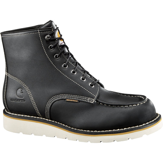 Carhartt Men's 6" Soft Toe Waterproof Wedge Work Boot - Black - CMW6191 - Overlook Boots