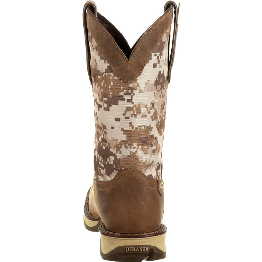 Durango Men's Rebel 12" Square Toe Pull-On Western Boot - Dusty Brown/Desert Camo - DDB0166 - Overlook Boots