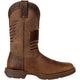 Durango Men's Rebel Distressed Flag Embroidery 12" Square Toe Western Boot - Acorn - DDB0314 - Overlook Boots