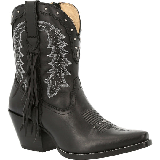 Durango Women's Crush 8" Soft Toe Zipper Bootie Western Boot- DRD0432 6 / Medium / Black - Overlook Boots