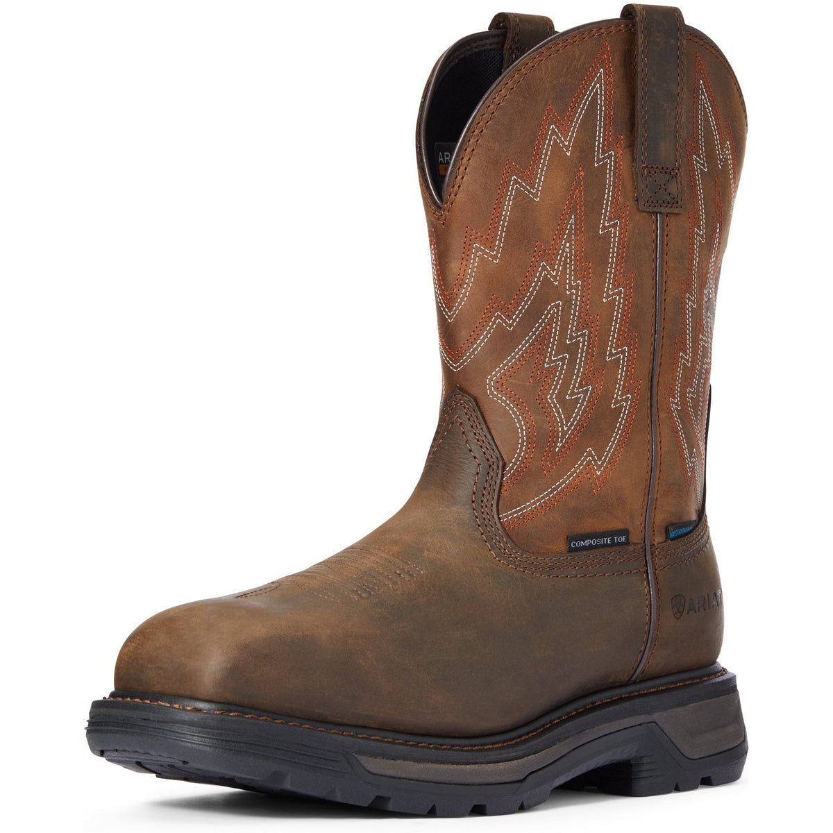 Ariat Men's Big Rig Composite Toe Waterproof Pull-On Work Boot - Dark Brown - 10033993 6 / Wide / Dark Brown - Overlook Boots