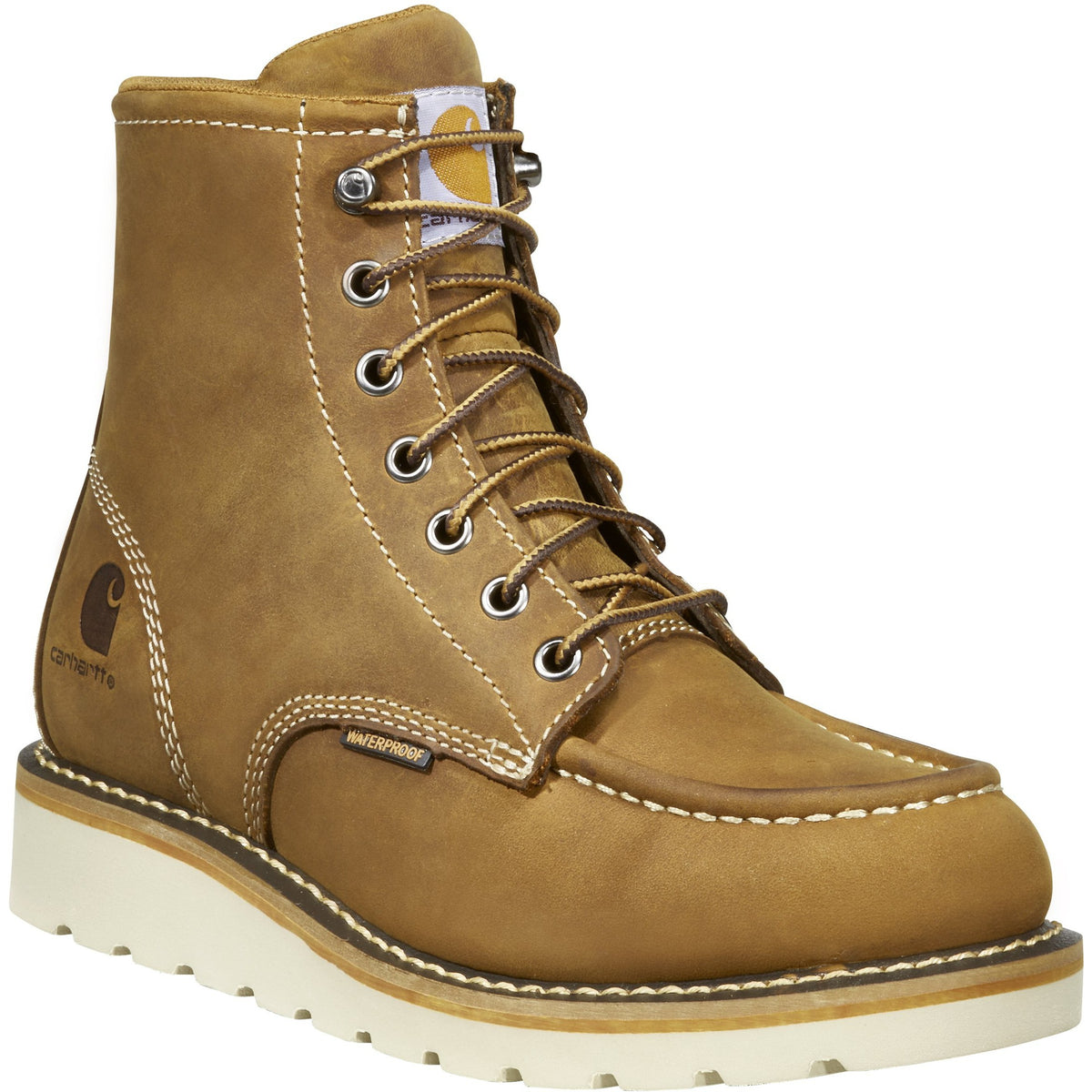 Carhartt Women's 6" Soft Toe Waterproof Wedge Work Boot- Brown- FW6025-W 6 / Medium / Brown - Overlook Boots