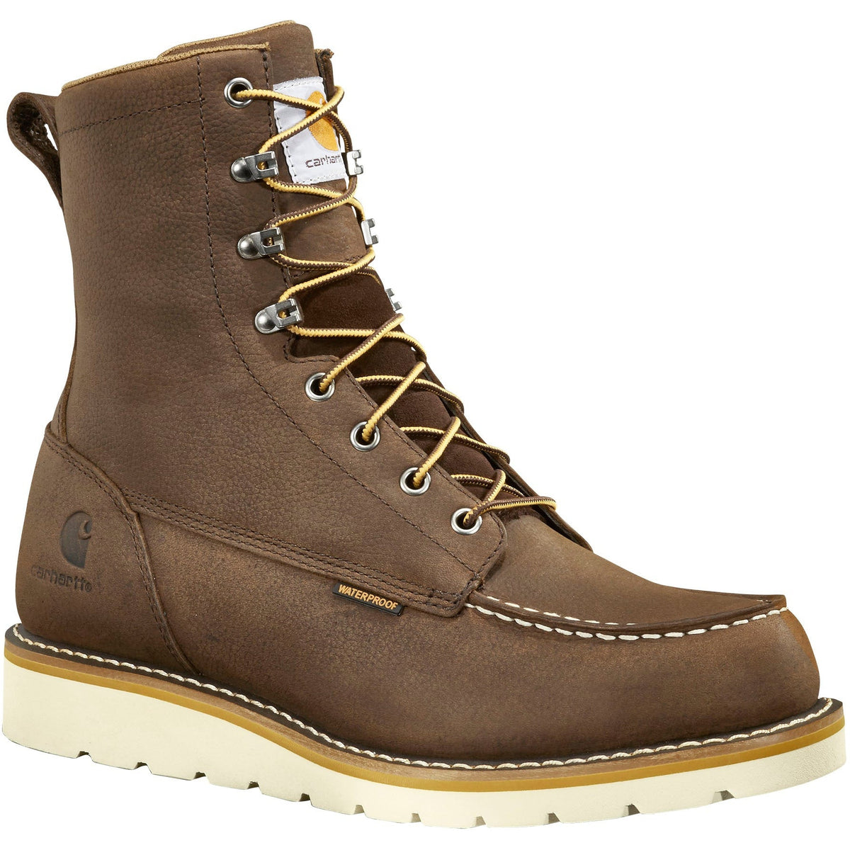 Carhartt Men's 8" Waterproof Soft Toe Wedge Work Boot - Dark Brown - FW8095-M - Overlook Boots
