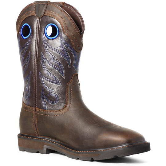 Ariat Men's Groundwork 11" Soft Toe Waterproof Work Boot - Dark Brown - 10034724 8 / Medium / Brown - Overlook Boots