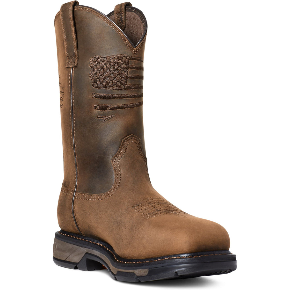 Ariat Men's WorkHog XT Patriot Carbon Toe Waterproof Pull-On Work Boot - Distressed Brown - 10036002 7 / Medium / Brown - Overlook Boots