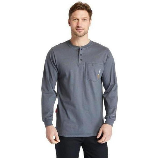 Timberland Pro Men's Flame Resistant Long Sleeve Work Henley - Charcoal - TB0A23P4003  - Overlook Boots