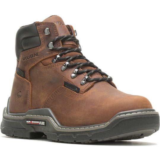 Wolverine Men's Raider DuraShocks 6" Composite Toe Waterproof Met Guard Work Boot - Peanut - W211165 - Overlook Boots