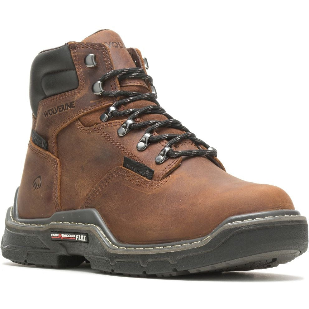 Wolverine Men's Raider DuraShocks 6" Composite Toe Waterproof Met Guard Work Boot - Peanut - W211165 - Overlook Boots