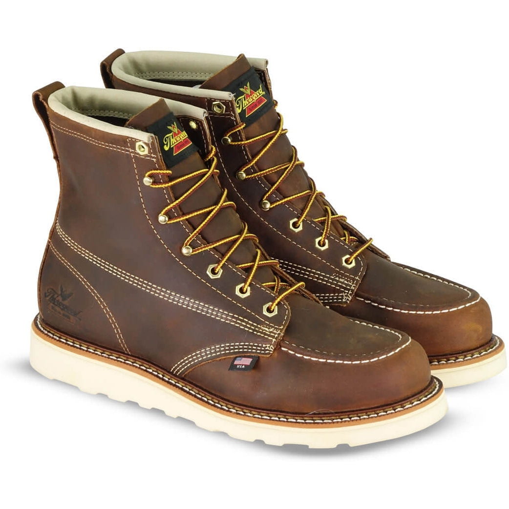 Thorogood Men's American Heritage 6" Steel Toe Wedge Work Boot- 804-4575 14 / Medium / Brown - Overlook Boots