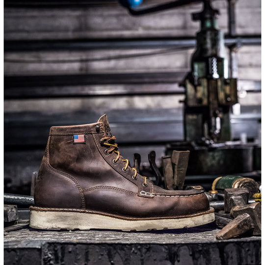 Danner Men's Bull Run USA Made 6" Moc Steel Toe Work Boot Brown 15564 - Overlook Boots