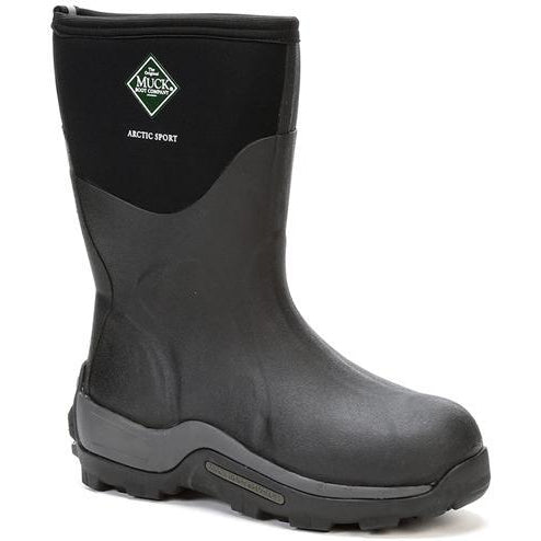 Muck Men's Arctic Sport Mid Waterproof Rubber Work Boot - Black - ASM-000A 5 / Black - Overlook Boots