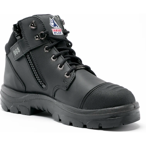 Steel Blue Men's Parkes Side Zipper Water Resistant Steel Toe Hiker Work Boot - Black - 812968 - Overlook Boots