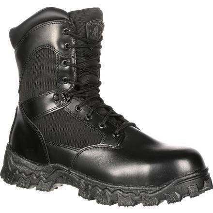 Rocky Men's Alphaforce 8" Zipper Waterproof Duty Boot - Black - FQ0002173 4 / Medium / Black - Overlook Boots