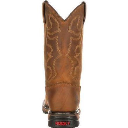 Rocky Original Ride Branson Bota Vaquera de Trabajo para Hombre, 11 Pulgadas, Impermeable, Punta de Acero, Sin Agujetas, Riesgo Eléctrico (EH) - Café - FQ0002809 - Imagen 5