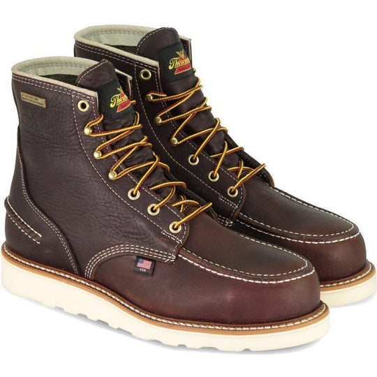 Thorogood Men's USA Made 1957 6" Moc Toe Waterproof Wedge Work Boot Brown - 814-3600 8 / Medium / Brown - Overlook Boots
