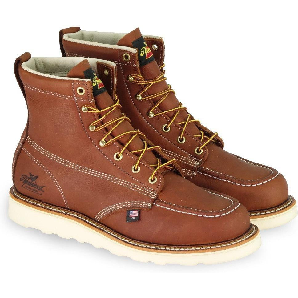 Thorogood Men's USA Made Amer. Heritage 6" Steel Toe Wedge Work Boot 804-4200 8 / Medium / Tobacco - Overlook Boots